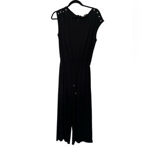 Lauren Ralph Lauren SzS Black Sleeveless Stretch Viscose Jumpsuit, Wide Leg